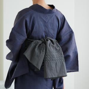 兵児帯 浴衣 utatane 綿麻 清江絞り 有松染め 兵児帯 バラ疋田 チャコール レディース 女性 大人 日本製 国産 夏用 浴衣 夏着物 天然素材 麻混 帯単品