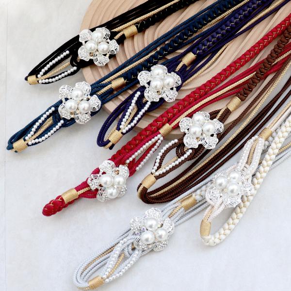 帯締め 振袖 正絹 成人式 パール 帯〆 着物 和装 盛装 二十歳 はたち 振袖小物 帯飾り ビジュ...