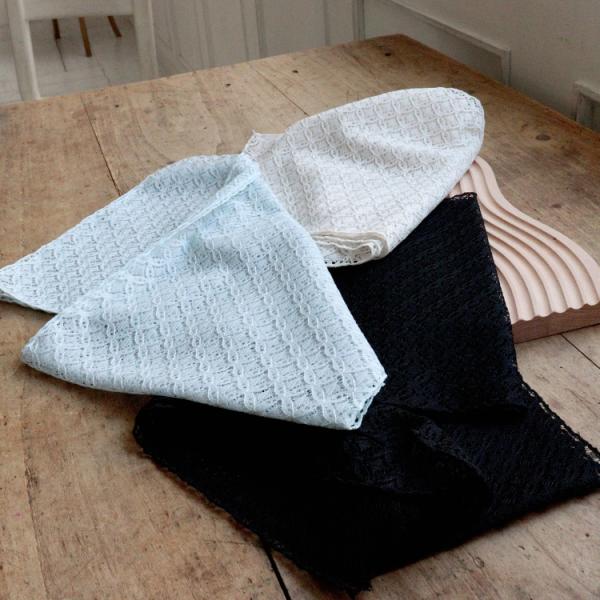 帯揚げ レース 古典柄 レトロ アンティーク系 帯あげ 着物 白系 水色 黒 ブラック 七宝 カジュ...