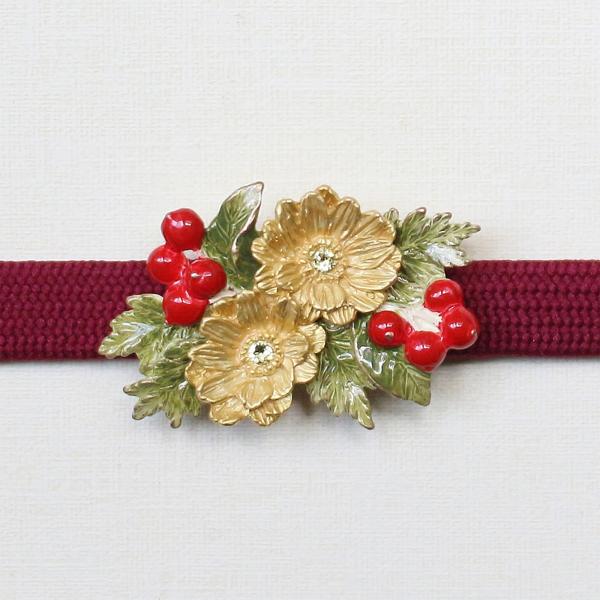 帯留め 数-SUU- 和装小物 日本製 和アクセサリー ハンドメイド 「南天と福寿草の帯留め」※専用...