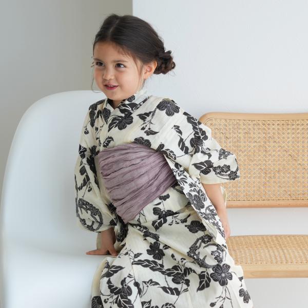 浴衣 子供 女の子 utatane kids 高級変わり織 子供浴衣3点セット レトロベージュに焦げ...