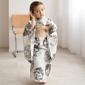 utatane 浴衣 キッズ浴衣3点セット ニコアンティーク 大正浪漫えんじ縞