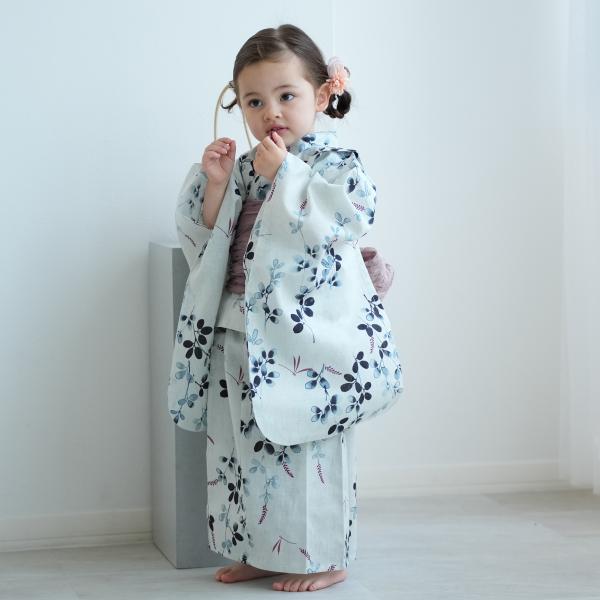 浴衣 子供 女の子 utatane kids 高級変わり織 子供浴衣3点セット サイダー色に溶け込む...