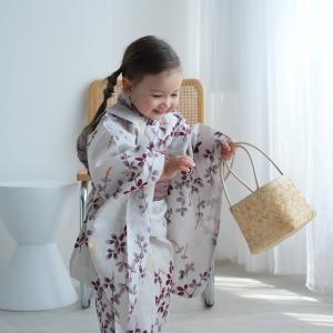 浴衣 子供 女の子 utatane kids 高級変わり織 子供浴衣3点セット いちご色に溶け込む萩とトンボ こども浴衣セット ( ゆかた・帯・下駄 ) レトロ キッズ