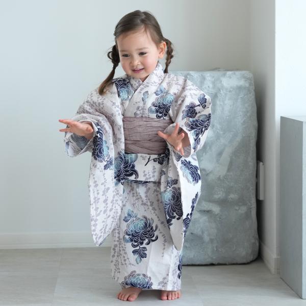 浴衣 子供 女の子 utatane kids 高級変わり織 子供浴衣3点セット うたかたの紺ぼかし乱...