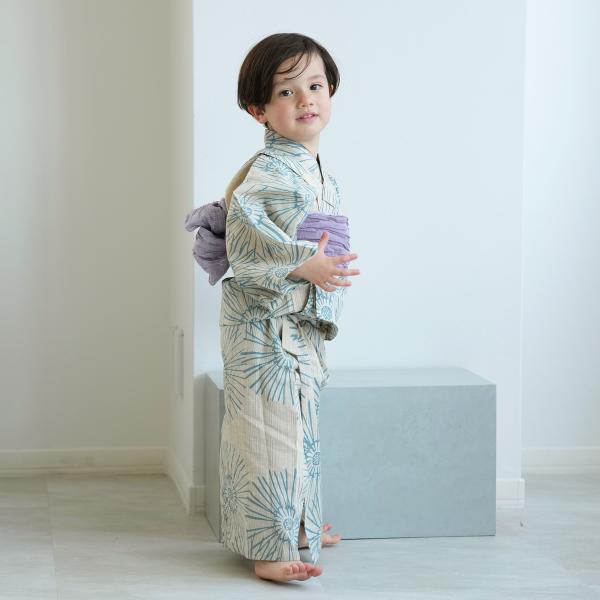 浴衣 子供 男の子 utatane×注染工房 kids 日本製小幅生地使用 子供浴衣3点セット（浴衣...