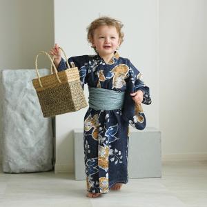 浴衣 子供 女の子 男の子 utatane 男女兼用 子供ワンピース浴衣 2点セット 浴衣・帯 90 100 110 120 130 高級変わり織 綿 紺 白 黄