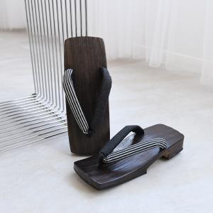 下駄 メンズ 浴衣 男性 Lサイズ 25〜26.5cm utatane 高級桐下駄 ヒッコリーデニム鼻緒 黒 右近 焼 単品 日本製 デニム生地  桐下駄 レトロ 大人