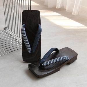 下駄 メンズ 浴衣 男性 LLサイズ 約25.5〜27.0cm utatane 高級桐下駄 ヒッコリーデニム鼻緒 紺 右近 焼 下駄単品 日本製 レトロ 大人 大きい