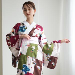 長襦袢 レディース フリーサイズ ニコアンティーク 洗える長襦袢 おもちゃばこ ラズベリーチョコ 半衿 半襟 衣紋抜き付 無双袖 襦袢 仕立て上がり 着物 レトロ