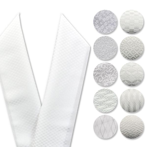 半衿 振袖 古典柄 半襟 レトロ 着物 地紋 白 地模様 市松 鹿の子 七宝 光沢 ウォッシャブル ...