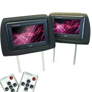 WVGA 7インチ ヘッドレストモニター 2個 リモコン2個 ブラック レザー 新型