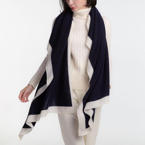 UTO 最高級 カシミヤ 100% 日本製 額縁配色 天使のストール 色：25色から２色をオーダー