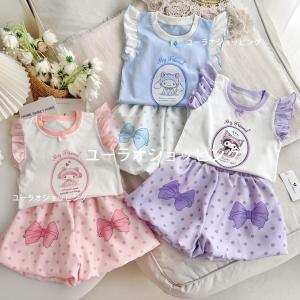 上下セット クロミちゃん マイメロ シナモロール キッズ 夏  半袖 短パン 無袖女の子  シャツ 綿  子供服  ブルー/ピンク/パープル 韓国  幼稚園 小学生 90〜140｜ユーオーショッピング