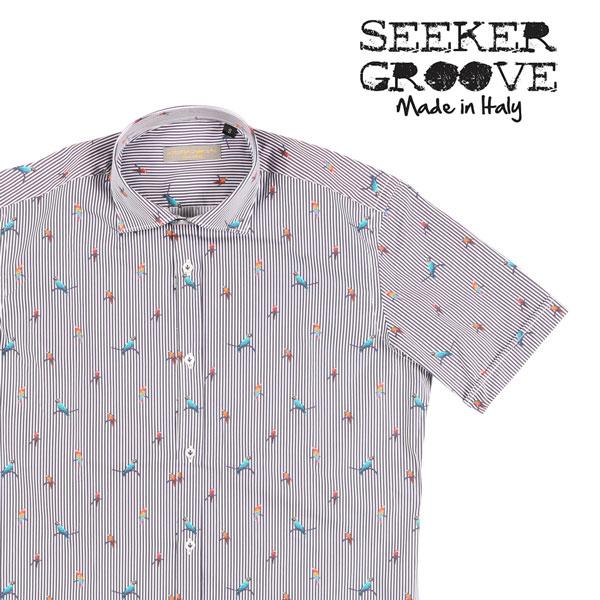 SEEKER GROOVE （シーカーグルーブ） 半袖シャツ 432/D M/M ネイビーxホワイト...