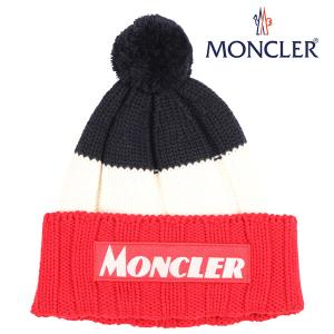 MONCLER（モンクレール） ニット帽 BERRETTO レッド x ホワイト ONESIZE 【W23889】｜utsubostock