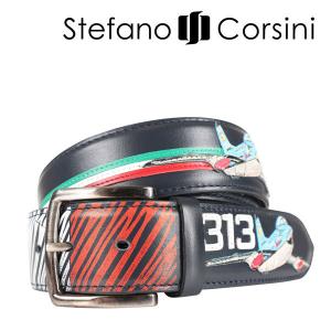 Stefano Corsini（ステファノ・コルシーニ） ベルト FTFRECCE ネイビー x マルチカラー 100 23970 【A23970】｜utsubostock