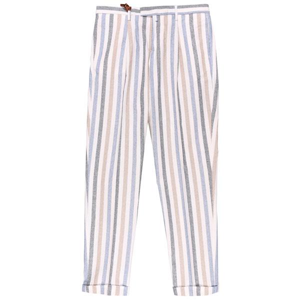 B SETTECENTO （ビーセッテチェント） パンツ CA750-9547 ホワイトxブルー 4...