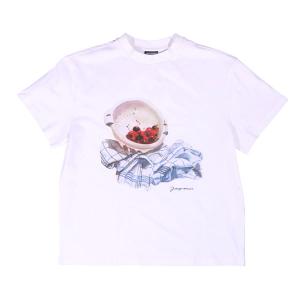 JACQUEMUS（ジャックムス） Uネック半袖Tシャツ 215JS09-21522501F ホワイト S 【S27294】｜utsubostock