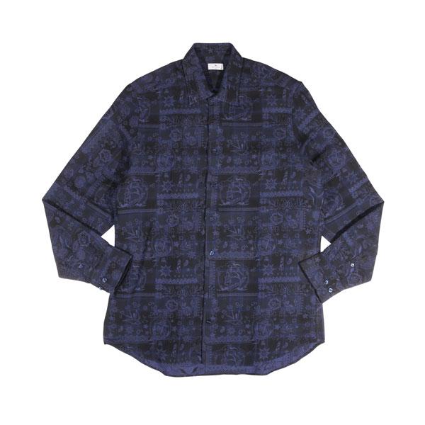 ETRO （エトロ） 長袖シャツ U22 12908 3211 ネイビーxパープル 42 【A322...