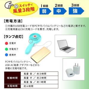 扇風機 小型 充電式 USB ハンディファン ...の詳細画像1