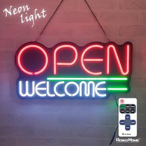 LED ネオンサイン 屋内用 OPEN オープン WELCOME ウェルカム ネオンライト ネオン管 インテリア ライト クリスマス リモコン LED コンセント おしゃれ かわいい｜utsunomiyahonpo