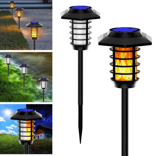 ソーラー ガーデンライト 炎 白 led 2色切替 ランタン アンティーク 屋外 防水 埋め込み 充...