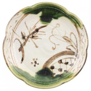 和食器 角皿 / 織部椿 切立菓子器 寸法:17 x 4.5cm : せともの本舗