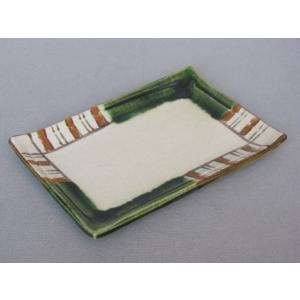 長皿 魚焼物皿 楕円皿 サンマ 和陶器 和モダン /織部赤楽焼物皿