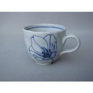 コーヒー マグ カップ 和陶器 和モダン /染付チューリップ丸マグ