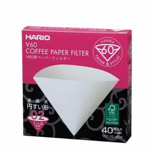 ハリオ　V60用ペーパーフィルター　40枚入　白　VCF-02-40W　コーヒー用品 コーヒー器具 ...