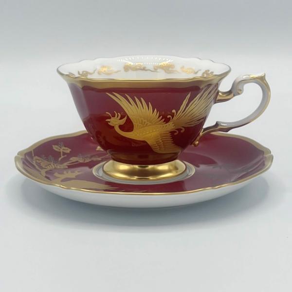 大倉陶園　金蝕鳳凰図マロン碗皿　コーヒー碗皿