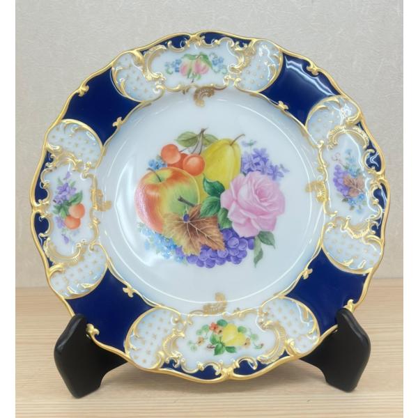 大倉陶園　大倉　くだものルリ金彩　プレート　皿　飾り皿　箱不良