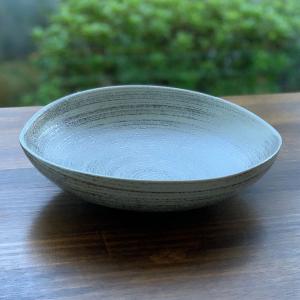 【アウトレット】有田焼　白天草マット吹銀かすり空なぶり浅鉢