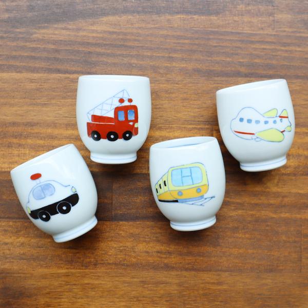 波佐見焼　ぼくのうつわ　ミニコップ　ひこうき・消防車・電車・パトカー