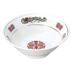 業務用ラーメンどんぶり 赤巻（朱巻）三ツ竜6．8高台丼・21.3cm : 器