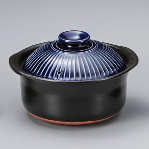 萬古焼 炊飯土鍋 銀峯菊花ルリ ご飯鍋2合炊（中蓋付） : 器屋一信