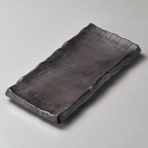 サンマ皿 備前黒 荒彫まな板皿32.3×15cm業務用