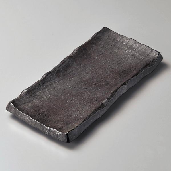 サンマ皿 備前黒 荒彫まな板皿32.7×16cm業務用