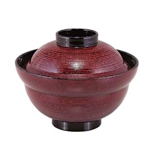 y.e様　ご予約品です 江戸時代　栗色 蓋付き椀　7客+フレームセット 福井クラフト 煮物椀 耐熱7寸 小槌椀 黒内朱 耐熱ABS樹脂 f8-210-7
