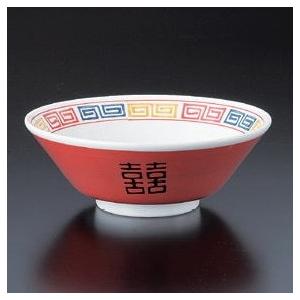 業務用ラーメンどんぶり赤巻(朱巻き)雷紋切立7.0丼・21.5cm 業務用ラーメンどんぶり赤巻(朱巻き)雷紋切立7.0丼・21.5cm