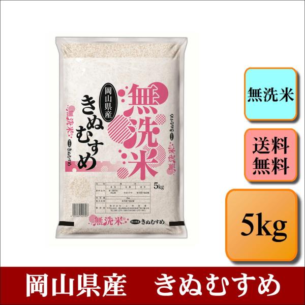 お米　無洗米　白米　精米　令和５年産　岡山県産　おこめ　きぬむすめ　5kg　米【無＿岡山きぬむすめ＿...