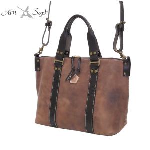 AIN SOPH アインソフ 牛革 2WAY ハンドバッグ ASA993-HP