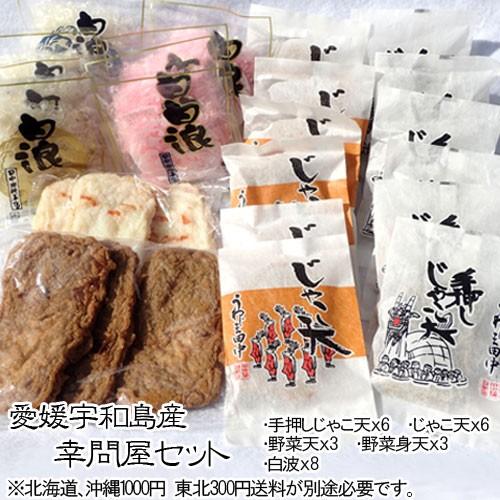 愛媛 宇和島 幸問屋セット 手作り 練り物セット （手押しじゃこ天6枚 じゃこ天6枚 野菜じゃこ天3...