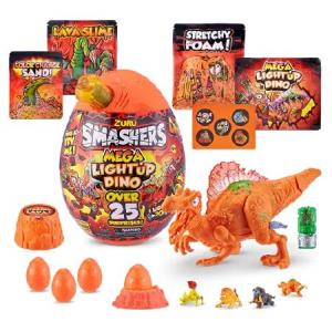 Smashers Mega Light Up Dino Spinosaurus Series 4 by ZURU - Collectible Egg with Over 25 Surprises, Volcano Slime, Fossil Toy, Dinosaur Toy, Toys for B