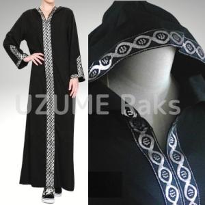 アバヤ カフタン ガラベーヤ ブラック 9062#