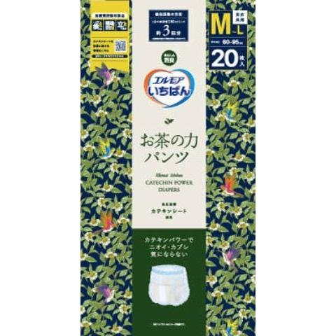 エルモア　いちばん　お茶の力パンツ　Ｍ〜Ｌサイズ　２０枚入×４個セット/大人オムツ　消臭