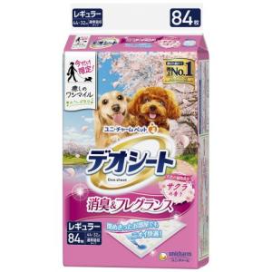 ●【在庫限り】ユニ・チャーム　デオシート　消臭＆フレグランス　桜の香り　レギュラー８４枚入/ペットシート｜v-drug