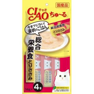 ●【在庫限り】いなば チャオちゅーる 総合栄養食 とりささみ １４ｇ×４ /チャオちゅーる 猫用 おやつ （賞味期限：2024/5/31）｜v-drug