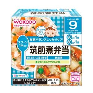 和光堂 栄養マルシェ 筑前煮弁当（鮭とほうれん草の雑炊／筑前煮） ８０ｇ×２個 /和光堂 栄養マルシェ ベビーフード カップ｜v-drug